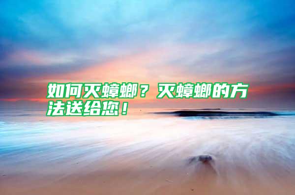 如何滅蟑螂？滅蟑螂的方法送給您！