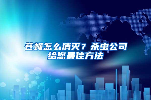 蒼蠅怎么消滅？殺蟲公司給您最佳方法