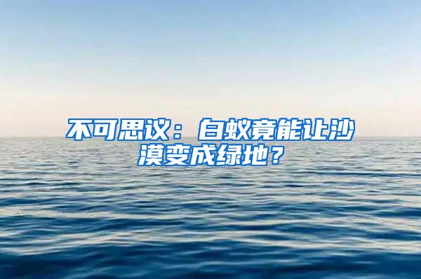 不可思議：白蟻竟能讓沙漠變成綠地？