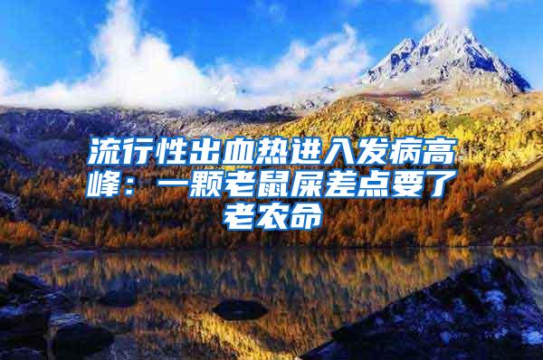 流行性出血熱進入發(fā)病高峰:一顆老鼠屎差點要了老農(nóng)命