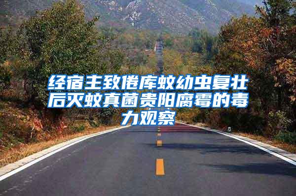 經(jīng)宿主致倦庫蚊幼蟲復壯后滅蚊真菌貴陽腐霉的毒力觀察