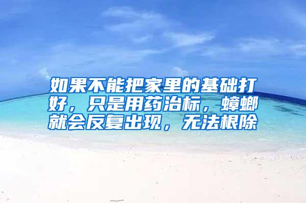 如果不能把家里的基礎(chǔ)打好，只是用藥治標(biāo)，蟑螂就會反復(fù)出現(xiàn)，無法根除