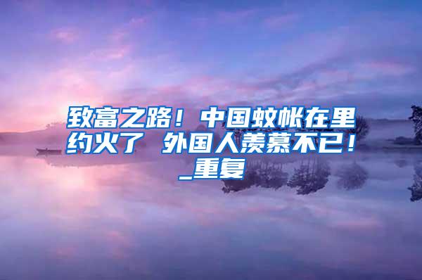 致富之路！中國蚊帳在里約火了 外國人羨慕不已！_重復(fù)