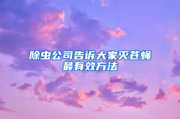 除蟲公司告訴大家滅蒼蠅最有效方法
